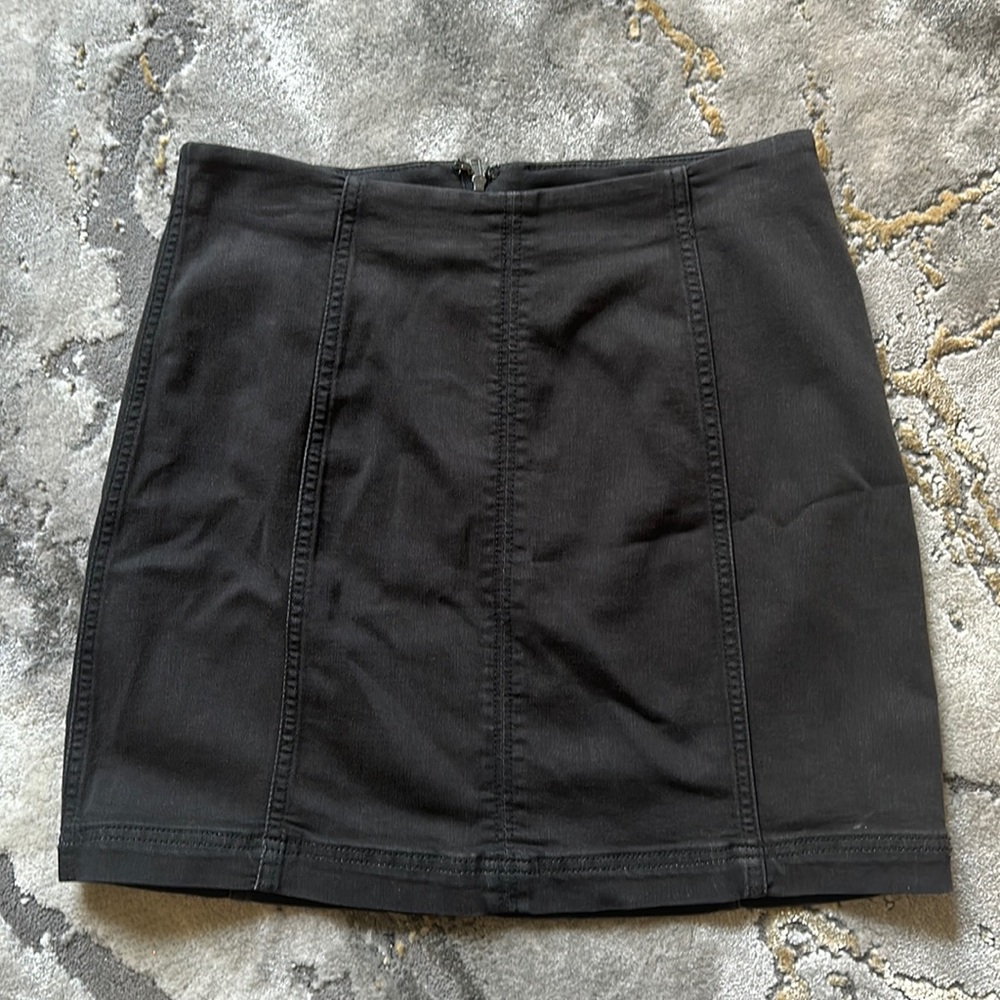 Free People Black Stretch Denim Skirt